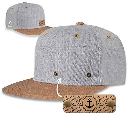 RUBDE Snapback Cap mit wechselbaren Anker-Patch Damen Herren Unisex Kork S