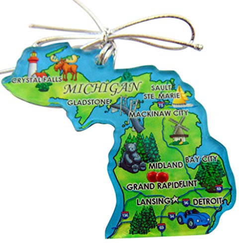 Michigan Ornament Retro Staatskarte Christbaumschmuck Weihnachtsbaum Dekoration Made in USA