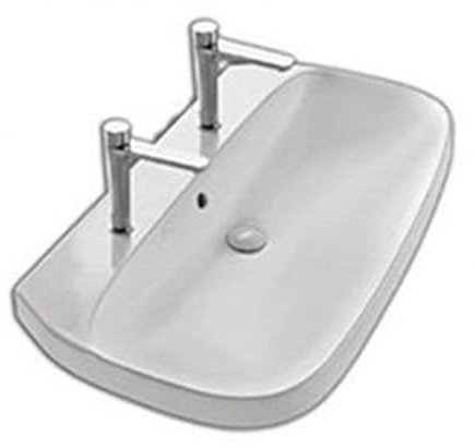 Hatria - Lavabo suspendu 100 cm Deux Trous Série Robe Art.YXXJ01-100 cm, Blanc