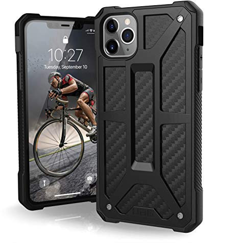 Urban Armor Gear Monarch Hülle Apple iPhone 11 Pro Max (6.5) Schutzhülle (Wireless Charging kompatibles Cover, Sturzfeste Handyhülle, Ultra Slim Bumper, Leder) - carbon