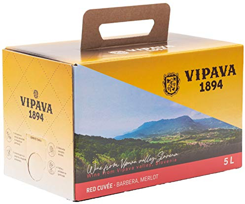 Vipava 1894 Rotwein Bag in Box 5 Liter Rotwein Karton 5 L rot – Barbera/Merlot Rotwein in Box 5 Liter (5 l)