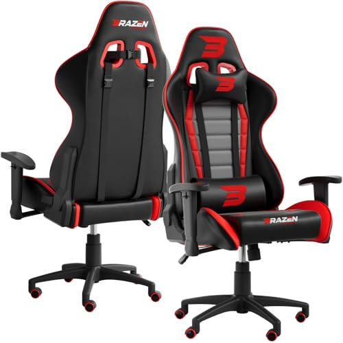 BraZen Sentinel PC Adult Chairs Gaming Chair for Adults Ergonomic Office Seat Computer Gaming Chairs for Adults Video Game Chaors Gamer PC - Red