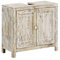 Woodkings® Waschbeckenunterschrank Holz Mango rustikal Bitna Waschtischunterschrank massiv Badmöbel Natur weiß patiniert Badezimmer Badezimmerschrank Badschrank Bad Unterschrank Massivholz
