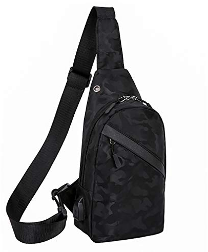 Sleeping forest Schultertasche Herren Tarnung Städtisches Leben Mode Sling Bag Freizeit Körperliche Betätigung Polyesterfaser Camping Rucksack Sling Party Multifunktions Arbeit Bewegung Groß Schwarz