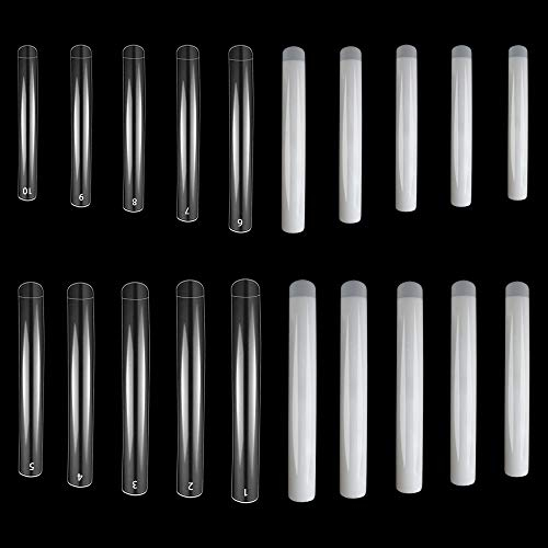 Noverlife Lot de 200 faux ongles extra longs de forme incurvée, 10 tailles, faux ongles artificiels de forme carrée, faux ongles en acrylique pour pratique de la conception des ongles
