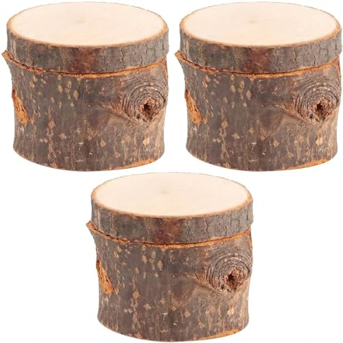 VIFERR Ringbox Holz, 3 Stück Retro Ehering Box Ringkissen Schmuckhalter Ring Aufbewahrungsbox für Heiratsantrag, Hochzeit Dekoration, Jahrestag, Verlobung, Geschenk