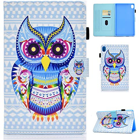 LMFULM® Hülle für Huawei MatePad 10.8 (10,8 Zoll) PU Lederhülle Smart Case Tasche mit Auto Schlaf/Wach Cover Ständer Schutzhülle Flip Cover Blau Eule