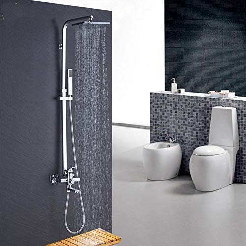 Wieoc Duscharmaturen Chrom Messing Einzelgriff Regen Duschkopf Warmes und kaltes Wasserhahn 8-Zoll-Duschkopf drehbarer Hubtyp