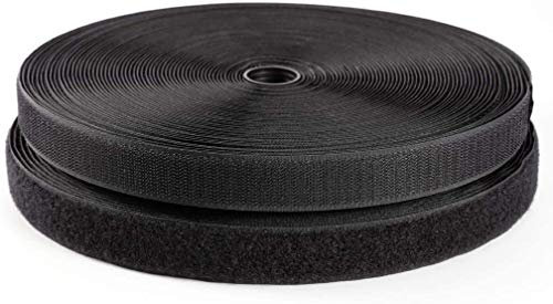 IHKFILAN Sew On Hook and Loop Tape Fastening Nylon Fabric Tape Sewing Tapes Both Sides Included (Black, 2cm x 10 Meters)