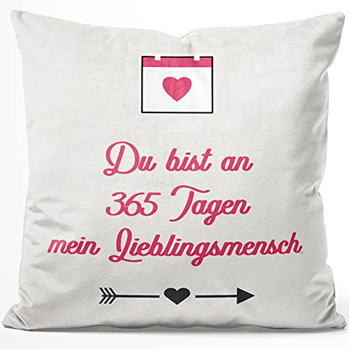 JUNIWORDS Kissen, Du bist an 365 Tagen Mein Lieblingsmensch, 40 x 40 cm, Flauschig Samtweich Weich