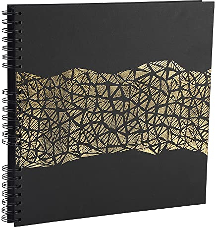 Exacompta 16981E ARAMY Spiral-Fotoalbum 360 Fotos 60 schwarze Seiten Format 32 x 32 cm schwarzer Papiereinband mit Textileffekt Goldprägung FSC® zertifiziert
