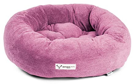 JAMAXX® Deluxe Hundebett 60cm Donut Hundekörbchen Deluxe Faux-Pelz hochwertig HundeSofa flauschig Wash - Hundekorb rund für kleine Hunde Katzen, Hundekissen in brillanten Trend Farben, PDB2083 (S)
