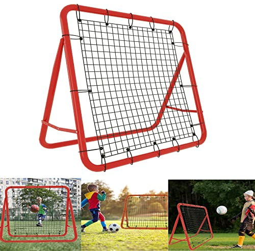 YRHome Fußball Rebound Netz Prellwand 100cm Kicker für Fußball Rückprallwand Verschiedene Ballsportarten Sports 5 Verstellbare Stufen Faltbar Stahlrahmen beidseitiger Rückprall Fußballtraining