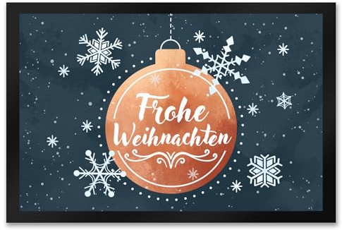speecheese Frohe Weihnachten Christbaumkugel Fußmatte XXL in 50x75 cm Fußabstreifer für die Weihnachtszeit Weihnachtsdekoration mit schönem Motiv Weihnachtskugel Dekoration Deko Adventszeit