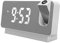 LED Projection Alarm Clock for Bedroom, Digital Clock with 180° Rotatable Projector, Display Time, Date, Temperature, Projection on Ceiling Wall, USB Charger Port (White)