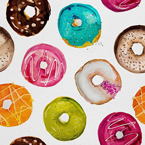 HEKO PANELS Stoff Oxford Wasserdichte Meterware Canvas-Stoff Polyester Stoff Zum Nähen Nähstoffe Möbelstoffe Dekostoffe Handwerken Wasserabweisend Blickdicht Donuts 1 Meter 155 x 100 cm