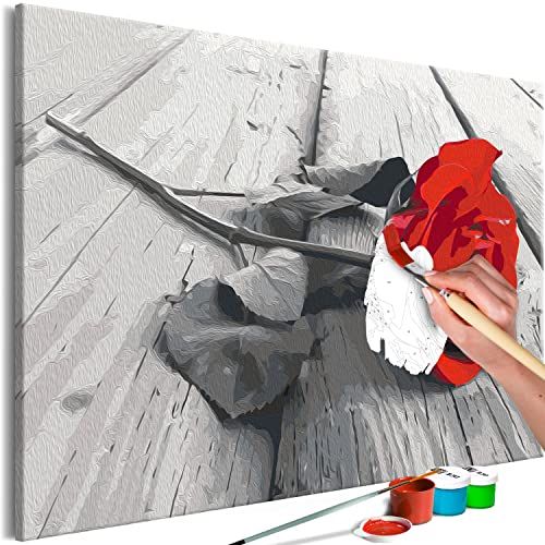 murando - Malen nach Zahlen rote Rose Blumen Liebe Natur 60x40 cm Malset mit Holzrahmen auf Leinwand für Erwachsene Kinder Gemälde Handgemalt Kit DIY Geschenk Dekoration