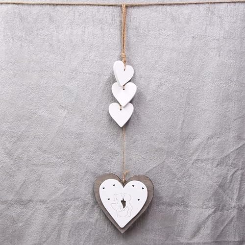 2 Stück Deko Herz Hänger Holz Herzhänger Herz Anhänger für Tür & Fenster Natur-Deko zum Aufhängen, Herbstdeko,Winterdeko Wanddeko, Hängedeko Mitbringsel Hochzeitsdeko Raumdeko Geschenk für Wohnzimmer