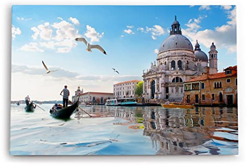 Paul Sinus Wandbild 120x80cm Venedig Gondel Italien Möwen Kanal Kapelle