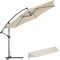 tectake® Sonnenschirm mit Ständer, Ø 350 cm, Sonnenschutz für Balkon, Garten und Terrasse inkl. Schutzhülle, Ampelschirm groß mit Kurbel-Seilsystem, Schirm mit stabilem Gestell - beige