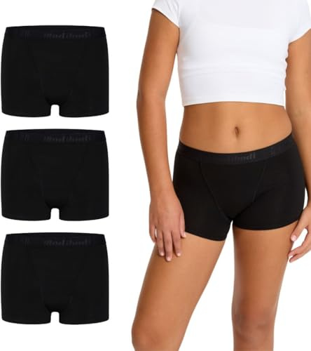 Modibodi Mädchen Perioden-Boxershorts 3er-Pack Moderat 30 ml Schwarz Y14-16