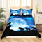 Kinderbettwäsche 135x200cm Jungen Wolf Bettbezug Set 3 Teilig Nachtblaue Mondwölfe Microfaser Einzelbett 3D Motiv Luxus Modern mit Reißverschluss und 2 Kissenbezüge 80 x 80cm