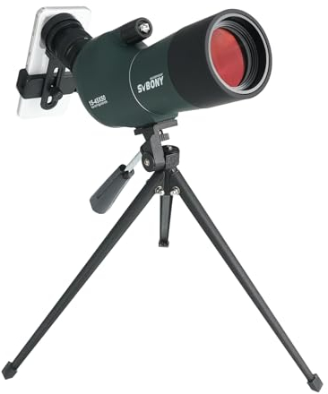 Svbony SV28Plus Longue-Vue avec Trépied, 15-45x50mm avec Adaptateur de Téléphone, BAK4 A5 FMC Rouge Vin, IP65 Imperméable Anti-Brouillard Longue-Vue pour Tir à la Cible, Observation des Oiseaux