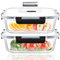 ERUIV Meal Prep Set 2 piezas 1040 ml Contenedores de Vidrio Con Tapas a Prueba de Fugas Con Cierre Hermético, Fiambreras Reutilizables Aptas Para Microondas Sin BPA Recipientes (Rectangular)