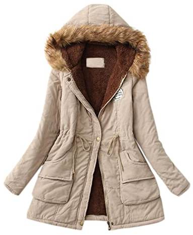 Jacke Damen Beige Blau Wintermantel Xxl Schwarz Winter Damen Jacke Jacke Gefüttert Winterjacke Grosse Grössen Winterjacken Lang mit Kapuze Frauen Jacke Winter Jacket Warm Steppmantel