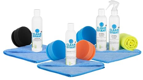CLEANOFANT Lack GFK Gelcoat Kunststoff Politur & Versiegelung Set mit Acrylglas Reiniger und Zubehör