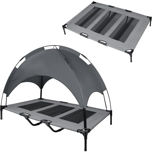 FIVMEN Hundebett mit Baldachin Hundeliege Outdoor 2 in 1 Haustierbett Hundesofa Erhöhtes Katzenliege Katzenbett für Katzen und Kleine Große Hunde, 122x92x102cm