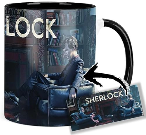 Sherlock Benedict Cumberbatch Martin Freeman Tasse Innen & Henkel Schwarz Keramikbecher Mug