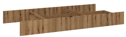 Lomadox Bettschublade Eiche Rillen Optik Aufbewahrung Unterbett-Kommode Bettkasten Bettauszug B/H/T: ca. 200,6/24/95,4-125,4 cm