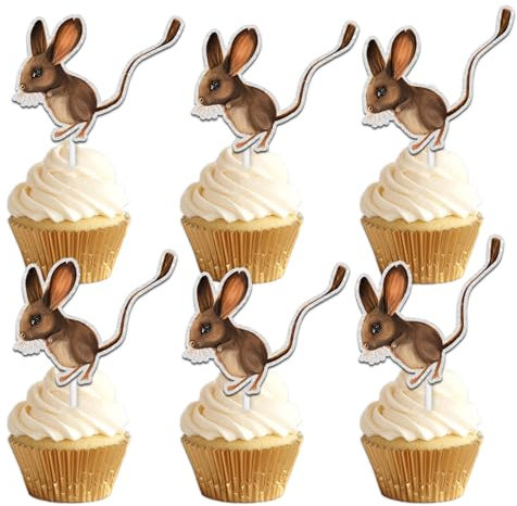 18pcs Brown Glitter Mouse Dessert Cupcake Topper Cheer to Movie Pet Theme Decorations Men Women Boys Girls Happy Birthday Party Decor Supplies