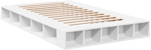 vidaXL Bettgestell, Bett mit Stauraum für Schlafzimmer, Bettrahmen mit Lattenrost, Schlafzimmerbett Doppelbett, Weiß 120x200cm Holzwerkstoff