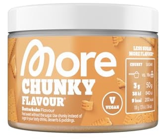 MORE Chunky Flavour, Butterkeks, 150 g, vegan, Geschmackspulver zum Süßen, ohne viel Zucker und Kalorien, mit Inulin und Laktase