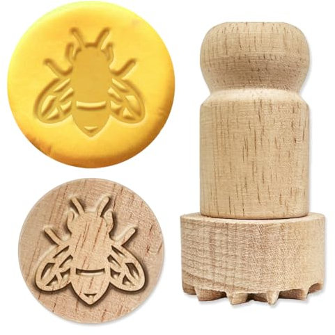 OLYCRAFT Holzstempel 4.3x2.7cm Bienenmuster Runder Stempel Holz-Tonstempel Runder Holzstempel Natürlicher Holzstempel Für Die Kartenherstellung DIY-Bastelbrief Tagebuch Und Basteln Scrapbooking
