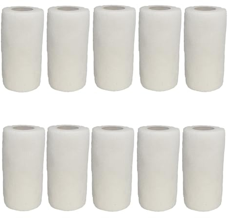 VIERSHU 10 Rollen Selbstklebender Elastische Verband Gipsbinden Bandage Haftbandage Selbsthaftende Wasserfest Binde Sport Tape für Knie Beine Hand Wrist und Sprunggelenk 10cm x 4.5m (Weiß)