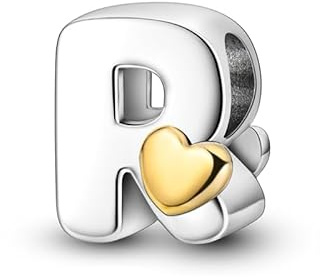 KUNSIR Charm Anhänger Damen Buchstabe A-Z für Armband 925 Sterling Silber Charms Beads passend für Pandora Armband und Halskette, Kompatibel mit Europäischen Armbänder für Frauen Mädchen KJC874