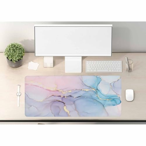 Woutay Desk Pad,Pink Blue Marble,Mouse Pad Gaming Large Desk Pad