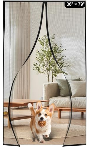 Puerta Mosquitera Magnética sin Taladrar, Protección Contra Insectos con Fibra de Vidrio y Imanes Fuertes, Cortina Antimoscas Auto-Cerrante para Puertas Balcón, Patio y Salón 90 * 200cm