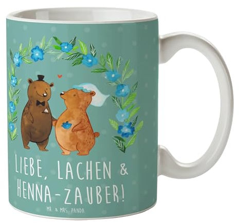 Mr. & Mrs. Panda Tasse Henna-Abend Magie - Geschenk, Rituale, Heirat, Schöne Teetassen, Kaffeetassen, Hochtzeit, Tasse Motive, Glück, Zusammenhalt,