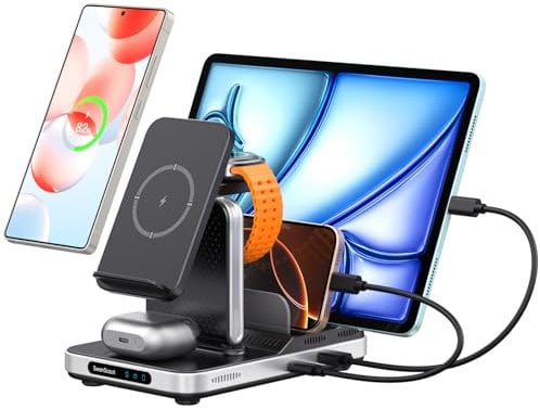 Wireless Charger for Samsung, SwanScout 901S, 5 in 1 Charging Station for Multiple Devices, for Samsung S25/S24/S23/S22 Series, Galaxy Watch Ultra/7/6/5/4, for Galaxy Tab Series/Galaxy Buds/iPad