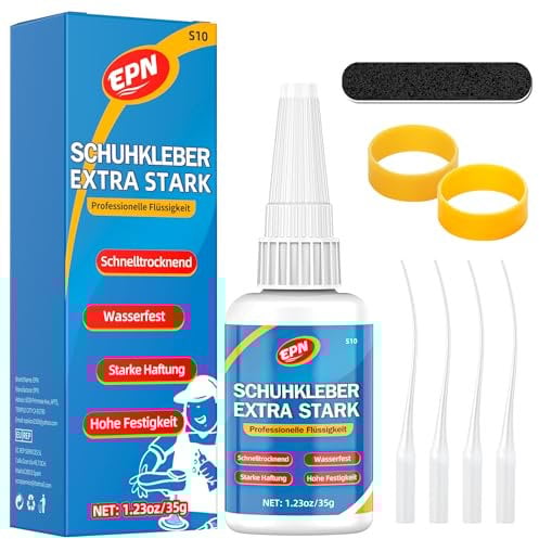 EPN Schuhkleber Extra Stark Wasserfest, 35g Transparent Schuhsohlen Kleber, Schuhsohlenkleber für Sneakers, Stiefel, Sandalen, Leder, High Heels und mehr (1 Stück)