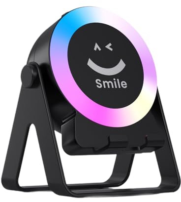Générique Supporto per telefono con altoparlante - altoparlante a induzione senza fili con rotazione a 360 ° e luce ambientale colorata | compatibile con tablet, supporto per telefono mani libr
