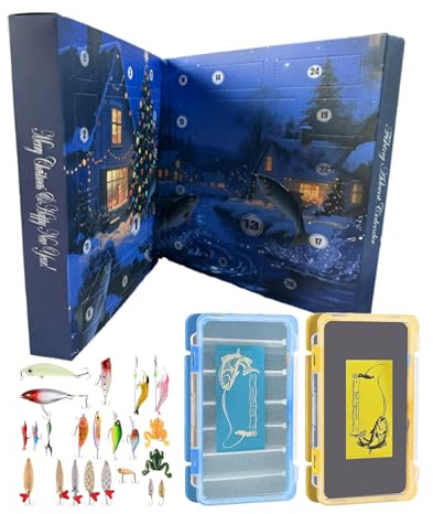 Adventskalender zum Angeln, Countdown 24 Tage für Angel-Köder, festliches Kunstköder-Set für , Jugendliche, Erwachsene, Männer, Angler