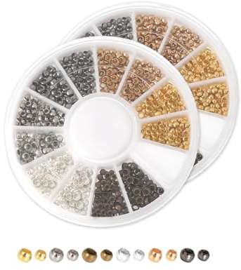 Quetschperlen Set 1440 Stück Rondelle Crimp Perlen Metall Quetschperlen Verschluss Crimpperlen 2 mm 2,5 mm für Schmuckherstellung