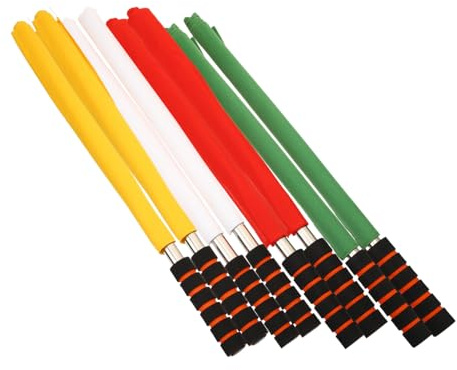 PartyKindom 8 Pezzi Flag di segnale sportivo bandiere di calcio per gli arbitri maniglia in acciaio inossidabile Bandiera dell'arbitro di calcio Flag del segnale manuale