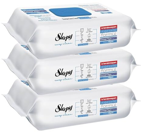 Sleepy Easy Clean Extra Large Multi Surface Cleaning Wipes – Bleach Camasir Suyu – Surface, Floor & Mop Use – 3 Blue Pack (300 Sheets) by TOM