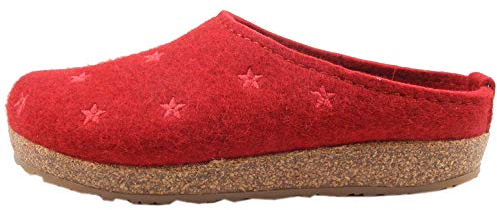 HAFLINGER Damen Hausschuh Pantoffel Grizzly Stelline 741032, Größe:40 EU, Farbe:Rot